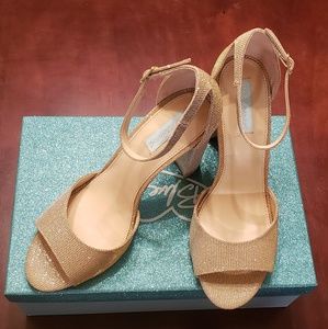 Betsey Johnson Carly Gold Block Heels